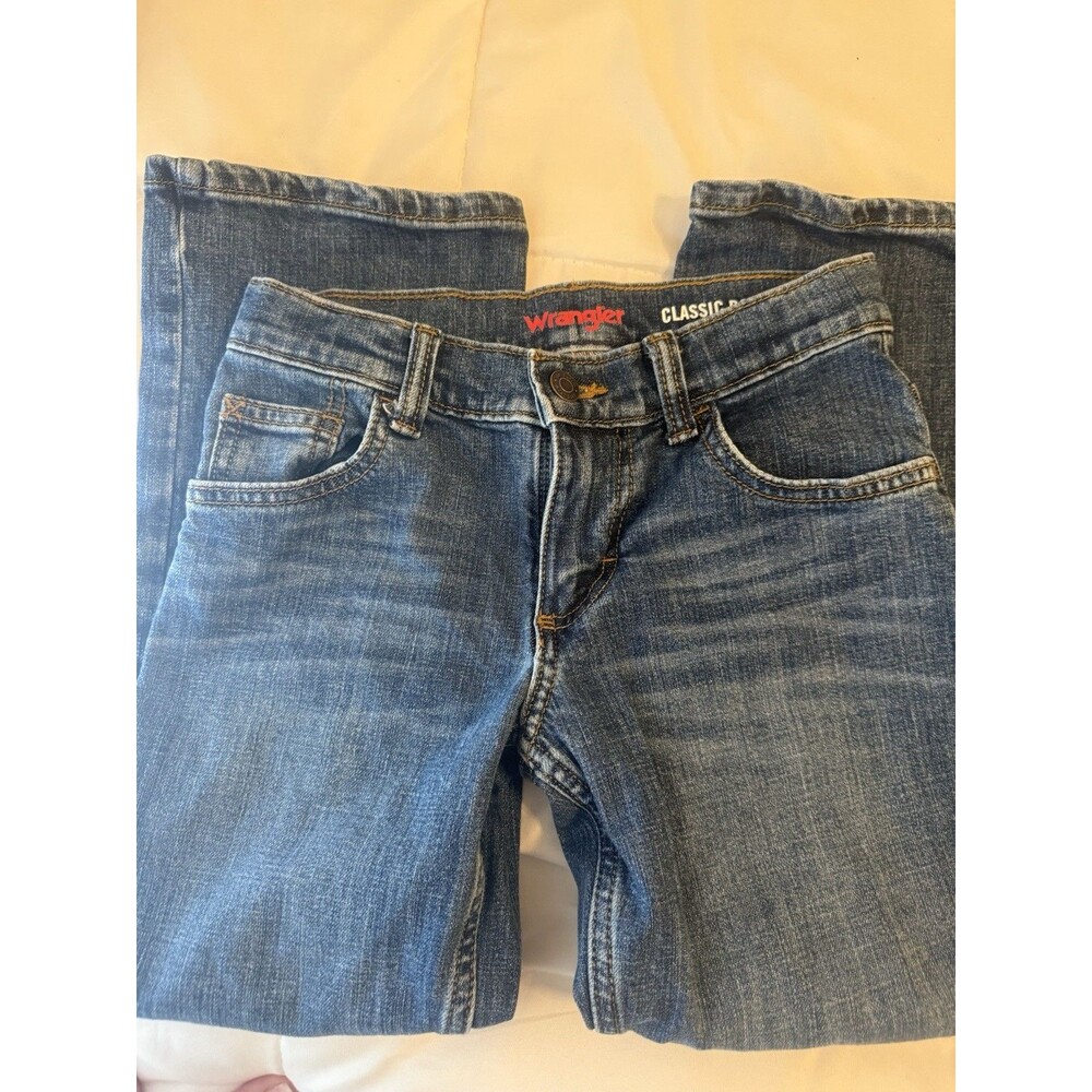 Wrangler Boys Jeans Size 8 Regular Classic Boot Cut Stretch Denim Blue